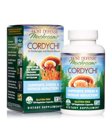 Fungi Perfecti Host Defense Mushrooms Cordychi Supports Stress & Fatigue Reduction 120 Vegetarian Capsules