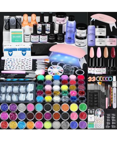 Morovan Acrylic Nail Kit with Everything - for Beginners Acrylic Nail Supplies Gel Nail Polish Kit with U V Light, Nails Kit Acrylic Set Glitter Acrylic Powder Nail Extension Kit Nail Art Starter Kit Four Seasons