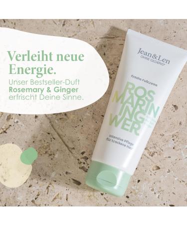 Jean & Len Freshe Foot Cream - Rosemary & Ginger | Vegan Paraben-Free Smooth & Hydrated Dry Feet - 100 ml - Buy Online on GoSupps.com
