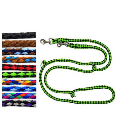 Dog linen large dogs up to 80 kg double-line jumbo 2.40m / 2.80m / 3.50m / 5m adjustable exercise line / guide in 17 different fabras very stable (2.40m 3-fold black-neon green) 2.40m 3LA adjustable black-neon green