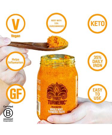 Truly Turmeric - Fresh Wildcrafted Whole Root Turmeric Paste | Non-GMO Vegan & Keto Spice for Cooking and Golden Milk - 8oz (235g) with Black Pepper - Buy Online on GoSupps.com