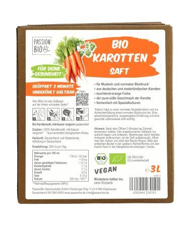 Organic Carrot Juice 3L Box | German & Dutch Carrots | Vegan Bright Orange Fermented Vegetable Juice - Buy Online on GoSupps.com