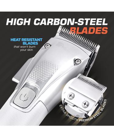 Fagaci Professional Hair Clippers for Barbers - Turbo Cordless Precise Cutting Kit for Men - Maquina de Cortar Cabello in Silver - Buy Online on GoSupps.com