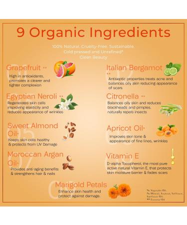 SAFA Citrus Oil - Vitamin C Serum | Non-Greasy & Fast Absorbing Moisturizer for Face & Body | Infused with Grapefruit Bergamot Neroli & Marigold Petals - Buy Online on GoSupps.com