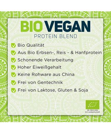 Vegji Bio Vegan Protein Blend 1000g - High Protein Pea Rice & Hemp | Natural Unsweetened Ingredients | 1 Pack - Buy Online on GoSupps.com