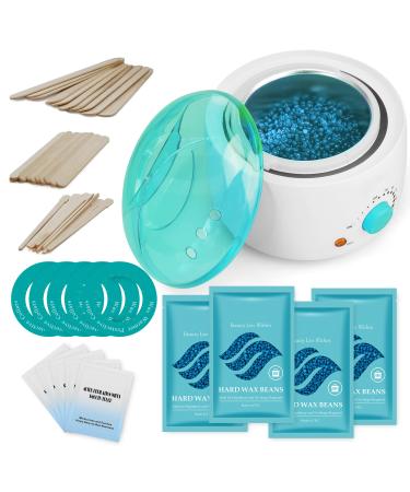 Waxing Kit Wax Kit for Coarse Hair Removal Hard Wax Warmer Kit with 4 bags Hard Wax Beads for Full Body Face Brazilian Bikini Leg Waxing
