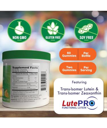 Health Thru Nutrition Lutein + Zeaxanthin Gummies | Trans-Isomer Form | 20mg Lutein & 4mg Zeaxanthin Trans-isomers | Golden Mango Flavor | Eye Support | Non-GMO Vegan| 60 Gummies - Buy Online on GoSupps.com