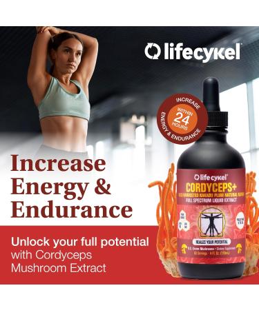 Life Cykel Professional Athletes Pack - Reishi Lion's Mane & Cordyceps Mushroom Extract- Full-Spectrum Mushroom Tincture for Energy Focus and Immune Health- Vegan Non-GMO Formula - Buy Online on GoSupps.com