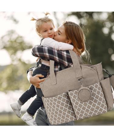 Bizcasa Baby Diaper Bag - 13 Pockets Portable Travel Handbag with Pacifier Bag Large Storage Space for All Baby Essentials - Khaki - Buy Online on GoSupps.com