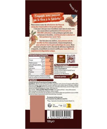 Nestl Les Recettes de L'Atelier - Dark Chocolate and Candied Orange Bar - 100g - Buy Online on GoSupps.com