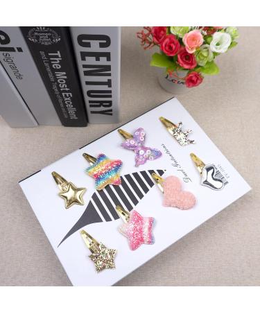 Shop 16-Pack Glittering Hair Clips for Girls | Star Heart & Butterfly Designs | Snappy Clamping Accessories - Buy Online on GoSupps.com