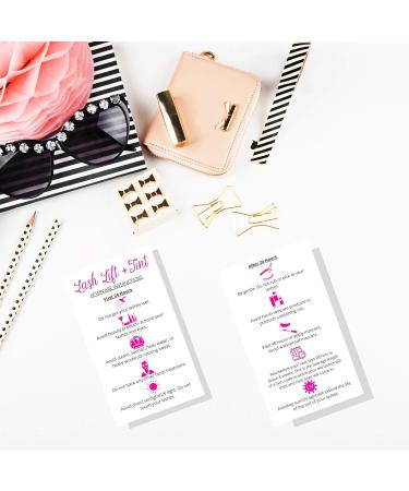 Lash Lift + Tint Aftercare Instruction Cards - 50 Pack, 2x3.5 inches, DIY Eyelash Kit Supplies, White/Pink Design - Buy Online on GoSupps.com