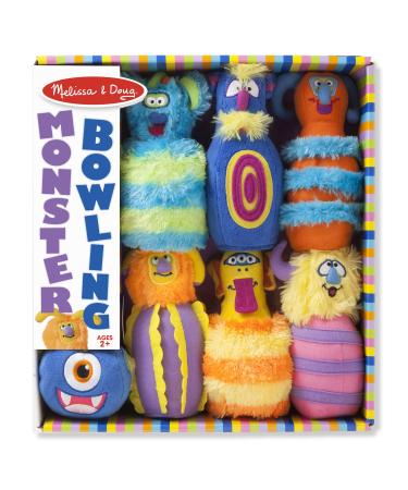 Melissa & Doug Fuzzy Monster Bowling Pins & Ball With Mesh Storage Bag (8-Piece Set) - Toddler Plush Indoor Bowling Set, Monster Bowling Set For Toddlers And Kids Ages 2+