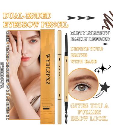 3PCS Eyebrow Pencil Waterproof Eyebrow Pen Smudge Proof Long Lasting Dual-Sided Brow Pen Pencil with Brow Brush - Dark Curry - Buy Online on GoSupps.com