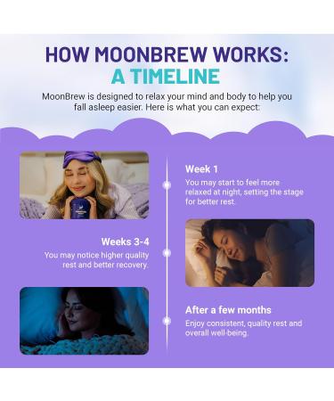 MoonBrew Nighttime Magnesium Vanilla Latte Mix Natural Sleep Aid Drink Mix for Adults - Calming Melatonin-Free Sleep Support Powder with Magnesium Glycinate L-Theanine Chamomile & Zinc - Buy Online on GoSupps.com