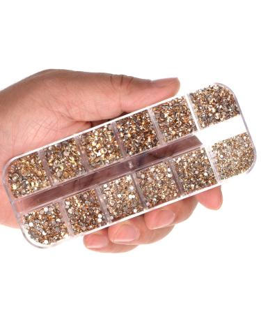 Champagne Flat Back Round Crystal Rhinestones Set - 3456 Pieces in 6 Sizes for Crafts, Nails, Art, Makeup - With Tweezers and Picking Pen - SS4-12 - Buy Online on GoSupps.com