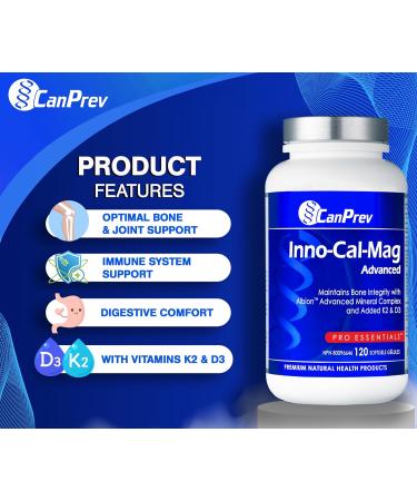 CanPrev - Inno-Cal-Mag Advanced 120 Softgels - Bone Health Teeth health Gum Health Hair Skin and Nail Vitamins - Calcium Magnesium Supplement - Mineral Complex 120 count (Pack of 1) - Buy Online on GoSupps.com