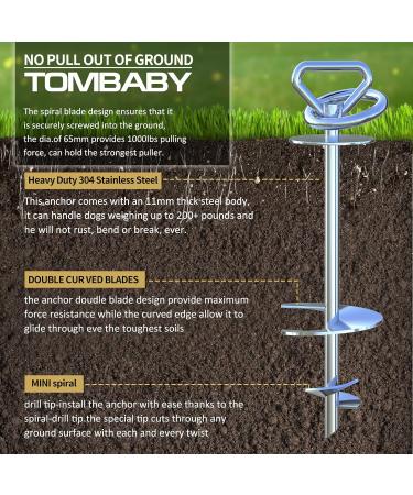 TOMBABY Heavy Duty Quality Dog Stake-Dog Tie Out Stake Dog Stake Allows Dogs Up to 200 lbs Dog Stakes for Outside Beach Camping Yard 360 Swivel Dog Anchor | Use for Any Dog Tie Out Cable silver/200+lbs - Buy Online on GoSupps.com