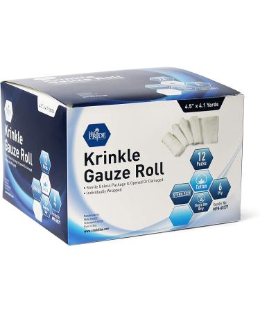 Medpride Sterile Krinkle Gauze Rolls - 6-Ply Cotton Wound Dressing Wraps [12 Rolls] - Buy Online on GoSupps.com