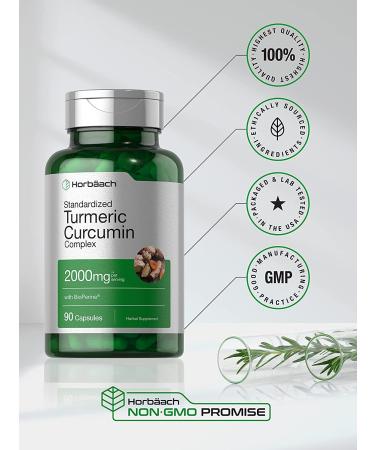 Turmeric Curcumin 2000mg with Black Pepper | 90 Capsules Non-GMO Gluten Free by Horbaach - Buy Online on GoSupps.com