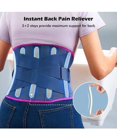 FREETOO Lower Back Brace for Men and Women - Lumbar Support Belt for Heavy Lifting - Relief for Sciatica and Herniated Disc - Size L (Waist 41-51) Blue - Buy Online on GoSupps.com