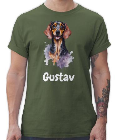 Gift with names personalized by shirtracer - t -shirt men - dogs - dachshund - dog owners gift 13 army green 3xl large sizes