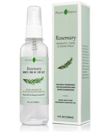 POSITIVE ESSENCE Rosemary Linen & Room Spray Natural Aromatic Bathroom Spray Made with 100% Pure Rosemary Essential Oil Calming Home Fragrance for Stimulate The Mind & Body 4 Fl Oz (Pack of 1) Rosemary