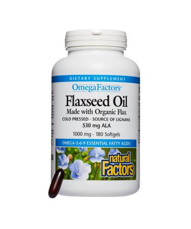 Natural Factors Flaxseed Oil 1000 mg  180 Softgels