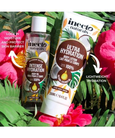 INECTO Natural Ultra Hydration Body Lotion 250ml 100% Natural Coconut Oil Made in UK Vegan Formula Ultra Hydration for Dry Skin - Buy Online on GoSupps.com