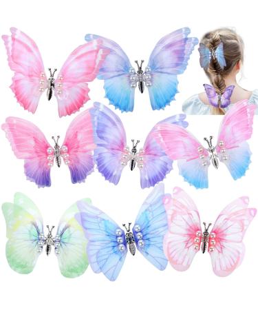DEEKA 8 Pcs Butterfly Hair Clips Large Moving Wings Butterfly Hair Clips Colorful 90s Purple Blue Pink Butterfly Flutter Clip Cute Hair Accessories for Girls and Women