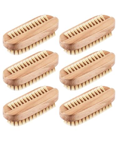6 Pieces Nail Brushes Wooden Nail Cleaning Brushes Double Sided Scrub Wood Nail Brush Handle Hand Fingernail Brush for Men Women Adult Kid Toe Foot Manicure Pedicure Supplies