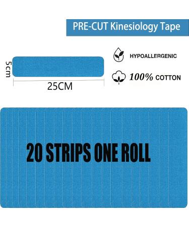 SUOAPAIQ Kinesiology Tape Precut (3 Rolls 60 Precut Strips) Waterproof Sports & Athletic tape for Athletes - Physio Elastic Sports Tape (Blue) - Buy Online on GoSupps.com