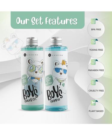 Amarina Boys Bodywash Shampoo Set - 200ml & 200ml | Gentle Cleanser for Kids | International Shipping - Buy Online on GoSupps.com