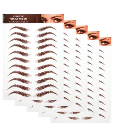 Toyvian Autocollants pour Sourcils Waterproof 5 Pi ces Brun Moyen Transfert L'eau Maquillage Yeux Imperm able Kit Usage Quotidien