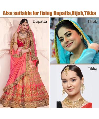 8Pcs Chunni Clips With Safety Pins Dupatta Clips With Safety Pin Sturdy 10-Tooth Wig Clips for Hair Extensions and fixed Dupatta Muslim Hijab Tikka - Buy Online on GoSupps.com