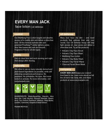 Every Man Jack Mattifying Face Lotion - Oil Defense | Fragrance Free | 2.5 oz - International Shipping Available - Buy Online on GoSupps.com