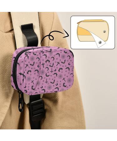 Travel Pill Organizer Bag - Purple Goth with Bats | Weekly Pill Case for Vitamins & Supplements | Compact & Portable Zippered Pill Box - Buy Online on GoSupps.com