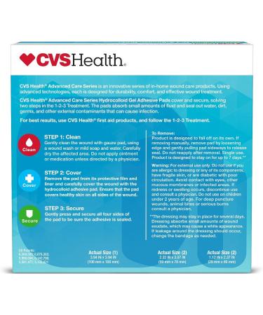 CVS Health Hydrocolloid Gel Adhesive Pads - 5 Assorted Sizes for Fast Healing | International Shipping Available - Buy Online on GoSupps.com