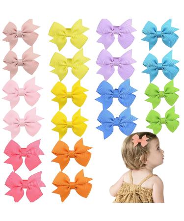 BJAINGEXK 20PCS 2-inch baby hair clip Bow Hair clip Girls Grosgrain Ribbon Fully Lined Baby hair Clip Accessory Girls Toddler Little Girls Hair clip (10 colors)