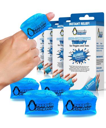 Finger and Toe Cold Gel Ice Pack Reusable Cryotherapy Compression Sleeve for Injuries Arthritis Tendonitis Gout or Sprains No-Toxins and Latex Free.