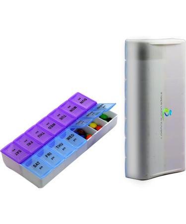 Tablet & Pill Cutter | 7-Day AM/PM Pill Organizer & Medicine Planner - 14 Compartments for Vitamins & Medications - Buy Online on GoSupps.com