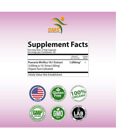 Pure Pueraria Mirifica Supplement 500mg - Organic Women s Health Herbal Capsules from Thailand | 60 Veggie Capsules - Buy Online on GoSupps.com