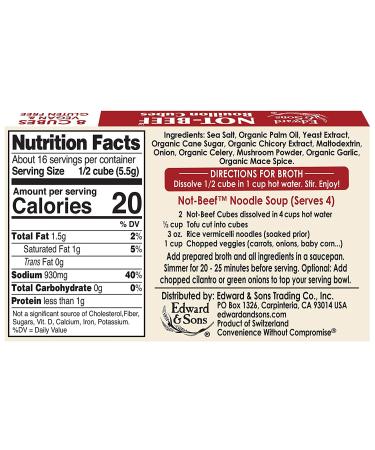 Edward & Sons Not-Beef Bouillon Cubes - 12 Pack (3.1 oz each) | Vegan Broth Flavor - Buy Online on GoSupps.com