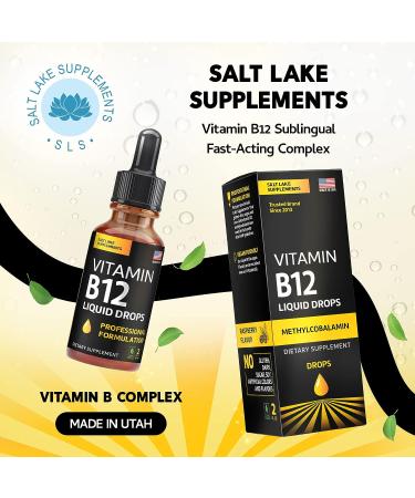 Vegan Vitamin B12 Liquid Drops - Fast-Acting Methylcobalamin Complex - Sublingual B Complex with B2 B3 B6 - Non-GMO Raspberry Flavor - 2 fl. oz - Buy Online on GoSupps.com
