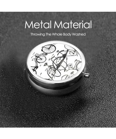 Retro Bicycle Mini Round Pill Box | 3 Compartment Travel Organizer Case | Portable Pill Holder for Home & Office - Buy Online on GoSupps.com