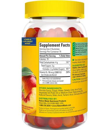 Nature Made Vitamin D3 2000 IU Gummies for Bone, Teeth, Muscle, and Immune Health - 150 Count - Buy Online on GoSupps.com