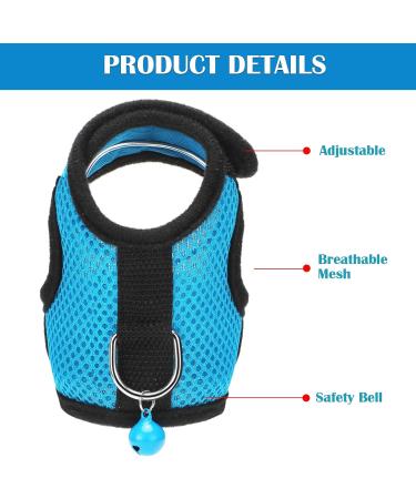 2 Pieces Guinea Pig Clothes Baby Ferret Rats Hamster Soft Mesh Harness Leash Vest Set with Bell for Guinea Pigs Hamster Ferret Rabbit Chinchilla and Similar Small Animals Small Blue Black - Buy Online on GoSupps.com