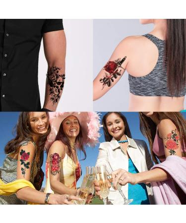Konsait 24 Sheets Large Temporary Tattoos - Big Flowers Tribal Totem Design - Body Stickers for Men and Women - Buy Online on GoSupps.com