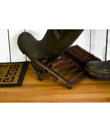 Garden Mile Rustic 3-in-1 Boot Scraper with Brush and Boot Jack | Cast Iron Ornate Footwear Cleaner for Indoor/Outdoor Use - Buy Online on GoSupps.com