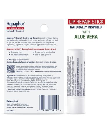 Aquaphor Naturally Inspired Lip Repair Stick Four (4) Pack with Shea Butter Lip Balm Set Coconut Oil Two (2) 0.17 Oz + Two (2) Aloe Vera 0.17 Oz - Buy Online on GoSupps.com